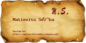 Matievits Sába névjegykártya
